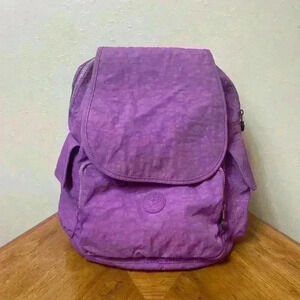 Kipling Small Medium Laptop‎ Backpack Purple Drawstring Monkey Zip Magnetic